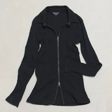 보메일 리브 니트 상의 더블 집업 심플 캐주얼 L