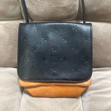 가죽 숄더백 블랙/오렌지