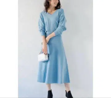 라운지 드레스 니트 원피스 블루