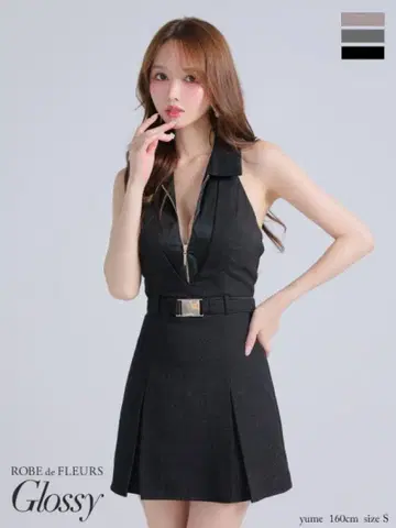 Robe de Fleurs 블랙 글로시 드레스 M 사이즈