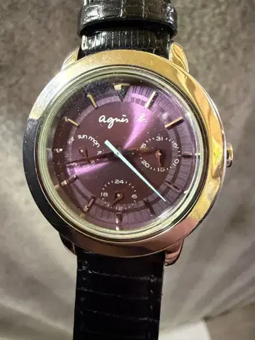 agnes b 에네스베 손목시계 퍼플 보르도