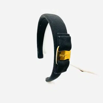 Y510-26 페라가모 바라 리본 머리띠 블랙 골드