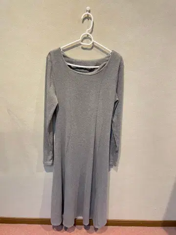 그레이 A라인 롱 원피스 긴팔