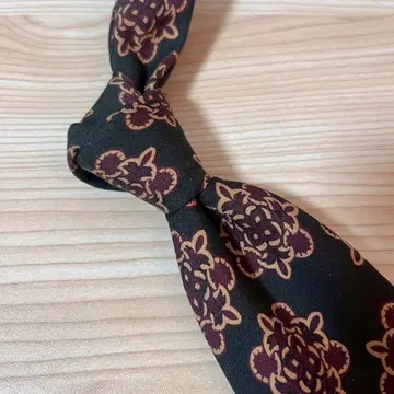 TEYOURITE 꽃무늬 넥타이 블랙 브라운