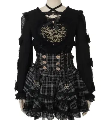 LIZLISA 사다리 리본 트위드 캉캉 스커트