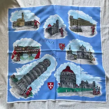 빈티지 수베니어 스카프 피렌체 스카이블루