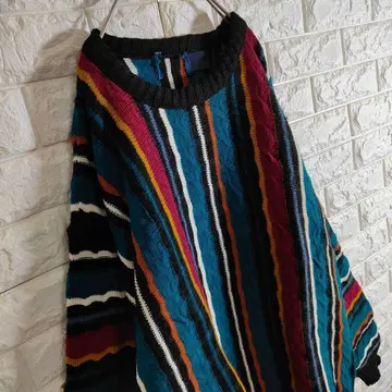 [빅 루즈 팔뚝] 3D 디자인 니트 스트라이프 올 패턴 XL 멀티 컬러