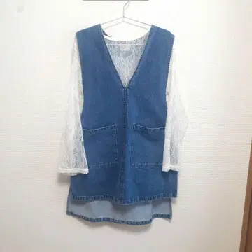 FREAKS STORE 데님 에이프런 베스트 프리 사이즈