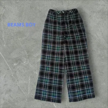 BEAMS BOY 빔즈 보이 체크 무늬 허리밴딩 와이드 팬츠
