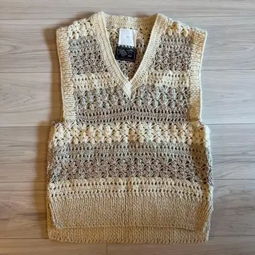 iki 이키 길 박스 핸드 니트 크로셰 베스트 ( F 아이보리 )