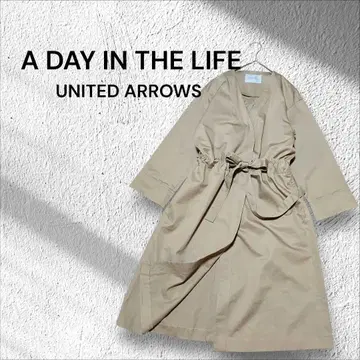 UNITED ARROWS 베이지 가운 디자인 롱 코트 벨트 포함