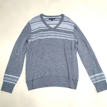 구제 의류 그레이 V넥 니트 스웨터 긴팔 캐시미어 레이온