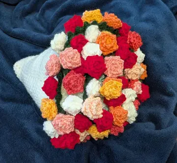 플라워 담요 장미 컬러풀 (핸드메이드)