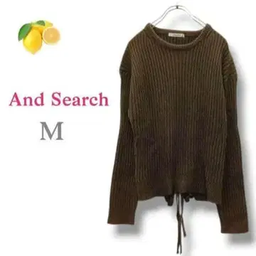 3 [앤드서치] 긴팔 니트 스웨터 백리본 [M] 브라운 리브 가을/겨울