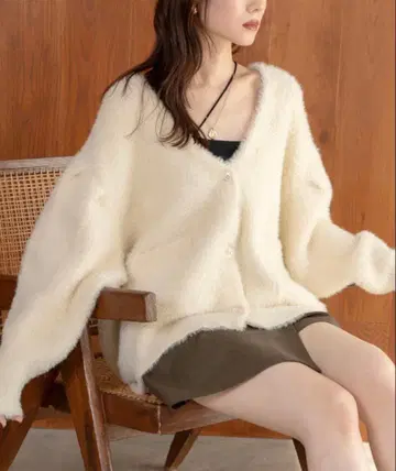 히나리 샤기 니트 가디건