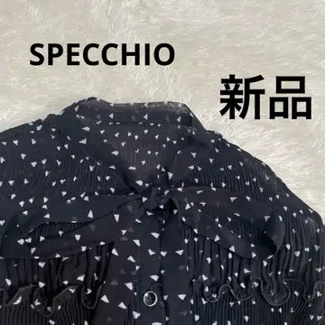 택 포함 새상품 SPECCHIO 셔링 플리츠 쉬폰 블라우스 보타이