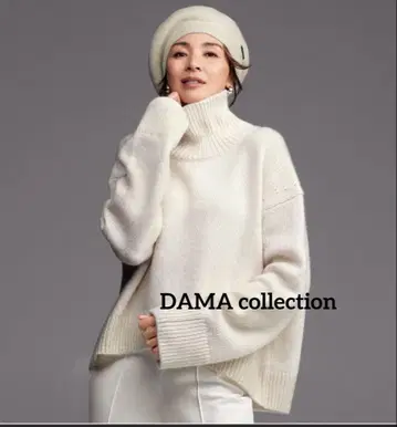 새상품 DAMA collection 울 캐시미어 와이드 터틀넥 니트