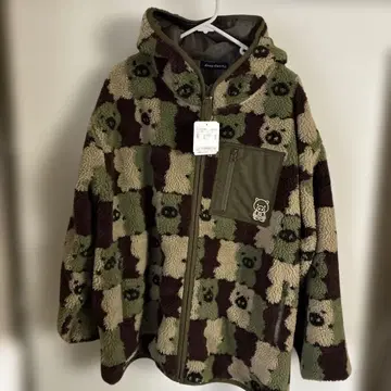 [새상품] 드럭 스토어즈 카모플라쥬 돼지 보아 후드 부착 아우터