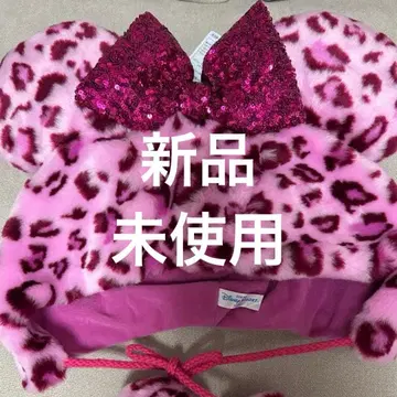 [미사용 새상품] 디즈니 미니 팬캡 표범 무늬 핑크