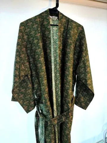 JIM THOMPSON 100% 실크 목욕 가운 그린 계열