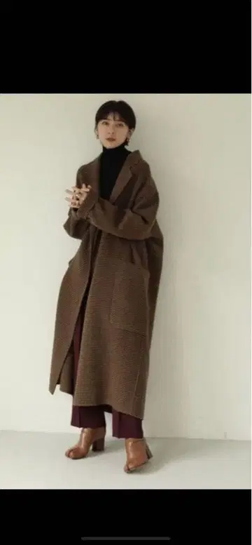 TODAYFUL 브라운 체크 롱 코트