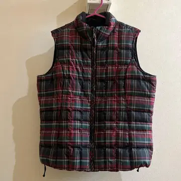 Eddie Bauer 프리미엄 구스 빨간색 체크 다운 베스트