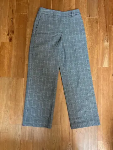 PLST 그레이 체크 무늬 와이드 팬츠 PLST