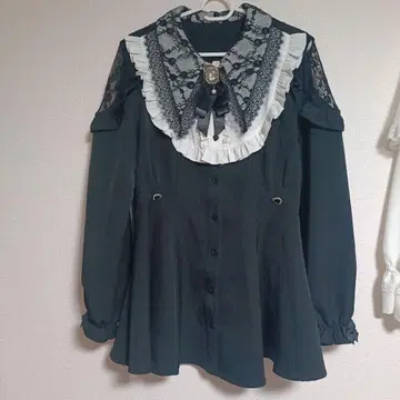 다크 그린 레이스 옷깃 셋업
