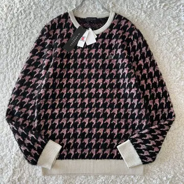 미사용 새상품 세인트 앤드류스 하운드투스 체크 실크 크루넥 스웨터 XL