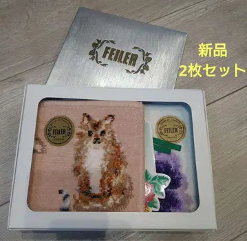 새상품 페이러 마이키튼 고양이 베를뤼미에르 보라색 꽃 손수건 2장 세트