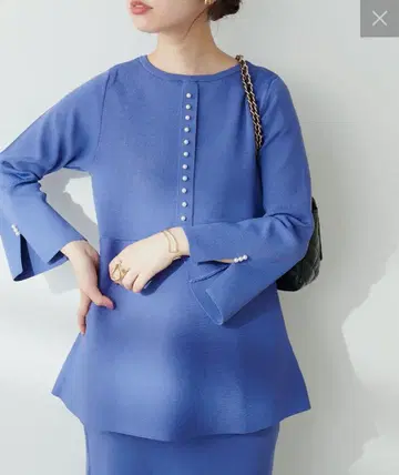 새상품 natural couture 펄 장식 페플럼 폴리 니트