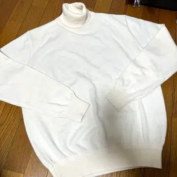 gee gellan 캐시미어 100% 화이트 터틀넥 스웨터