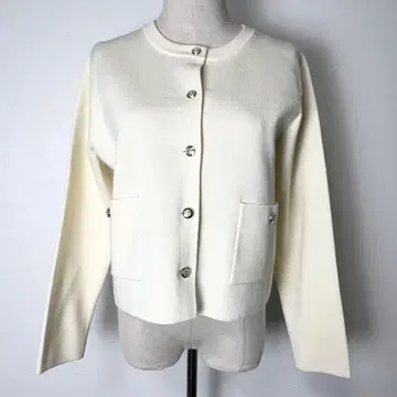 새상품 로페피크닉 골드 버튼 크루넥 니트 가디건 38/M