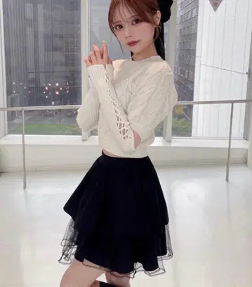 Darich 몰 니트 퍼프 숄 상의 아이보리