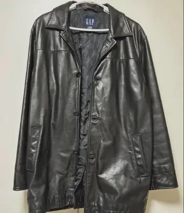 GAP 블랙 가죽 롱 자켓