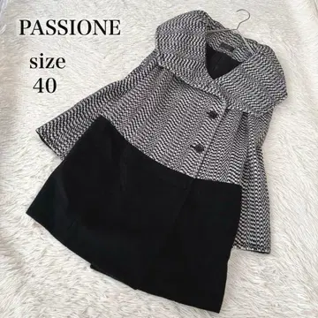 PASSIONE 헤링본 2way 빅 컬러 바이컬러 코트 L