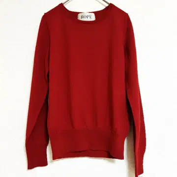 새상품급 38 ROPE 보트넥 긴팔 니트 스웨터 빨간색 레드 울