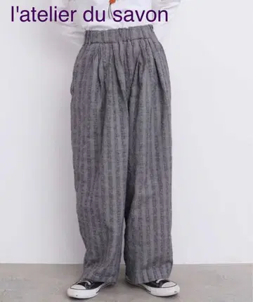 l'atelier du savon 오지 체크 밴딩 턱 팬츠