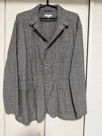 글렌체크 워크 자켓 코튼 린넨 엔지니어드 가먼츠