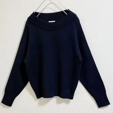 매킨토시 철학 니트 네이비 래글런 소매 심플 스웨터