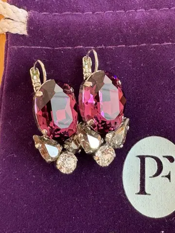 PHILIPPE FERRANDIS 보라색 크리스탈 귀걸이