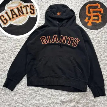 Majestic MLB 자이언츠 풀오버 후드티 자수 로고 블랙