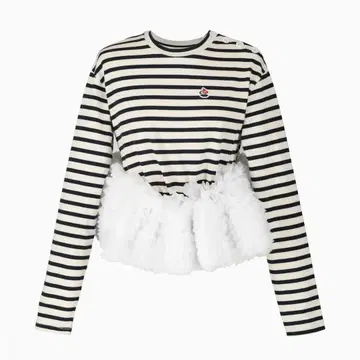 새상품 Bibiy FRANCINE TULLE TOP 블라우스 보더