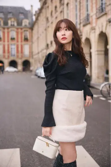 herlipto 볼륨 슬리브 글리터 니트 탑