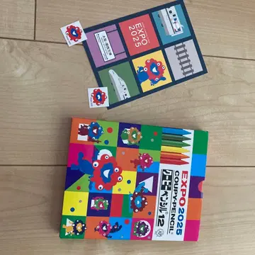 EXPO 2025 쿠피펜슬 12색 세트, 엽서 1장, 씰 2장 세트