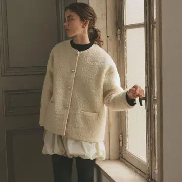 unminou 부클레 노카라 자켓(IVORY)