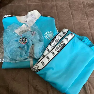 엔젤 블루 저지 상하의 세트 헤어밴드&스크런치 포함