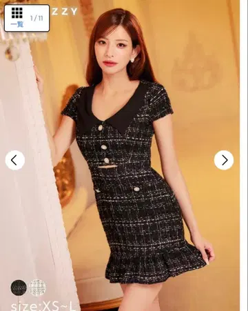 DAZZY 트위드풍 블랙 드레스 XS-L
