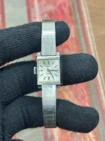 st-285 실버 수동 와인딩 시계 정사각형 다이얼