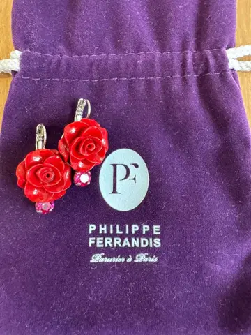 PHILIPPE FERRANDIS 레드 로즈 귀걸이